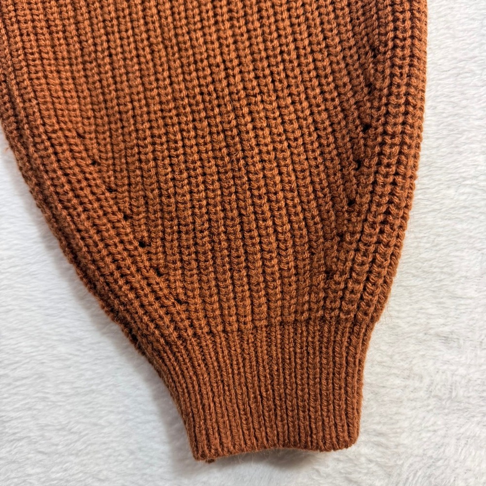 Urban Heritage L Cropped Knit Sweater Rust Brown Balloon Sleeve Cozy Oversized - Picture 5 of 12